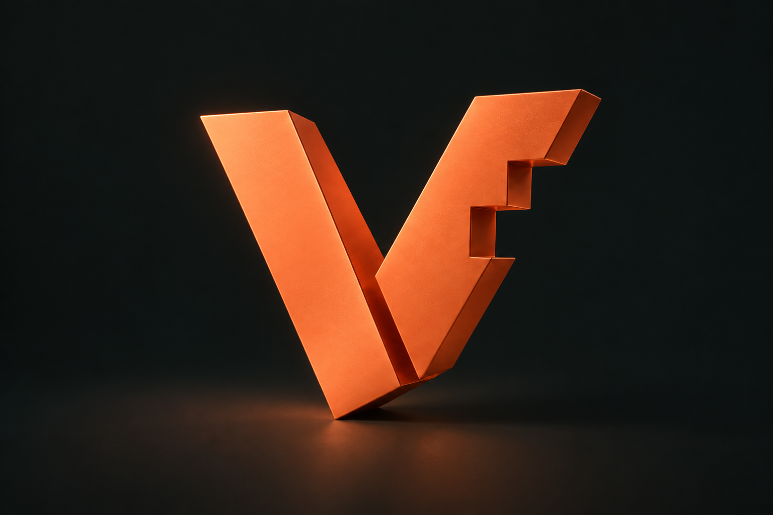 Orange folded-metal V with stepped edges representing scheduled token releases